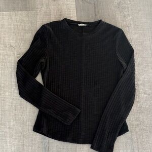 Free People Black Long Sleeve Rib Knit Top